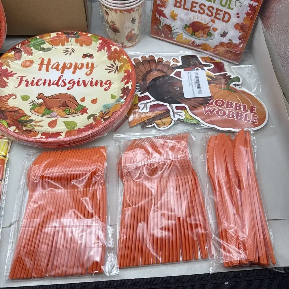 189Pcs Thanksgiving Party Supplies Thanksgiving Plates And Napkins Thanksgivi...
